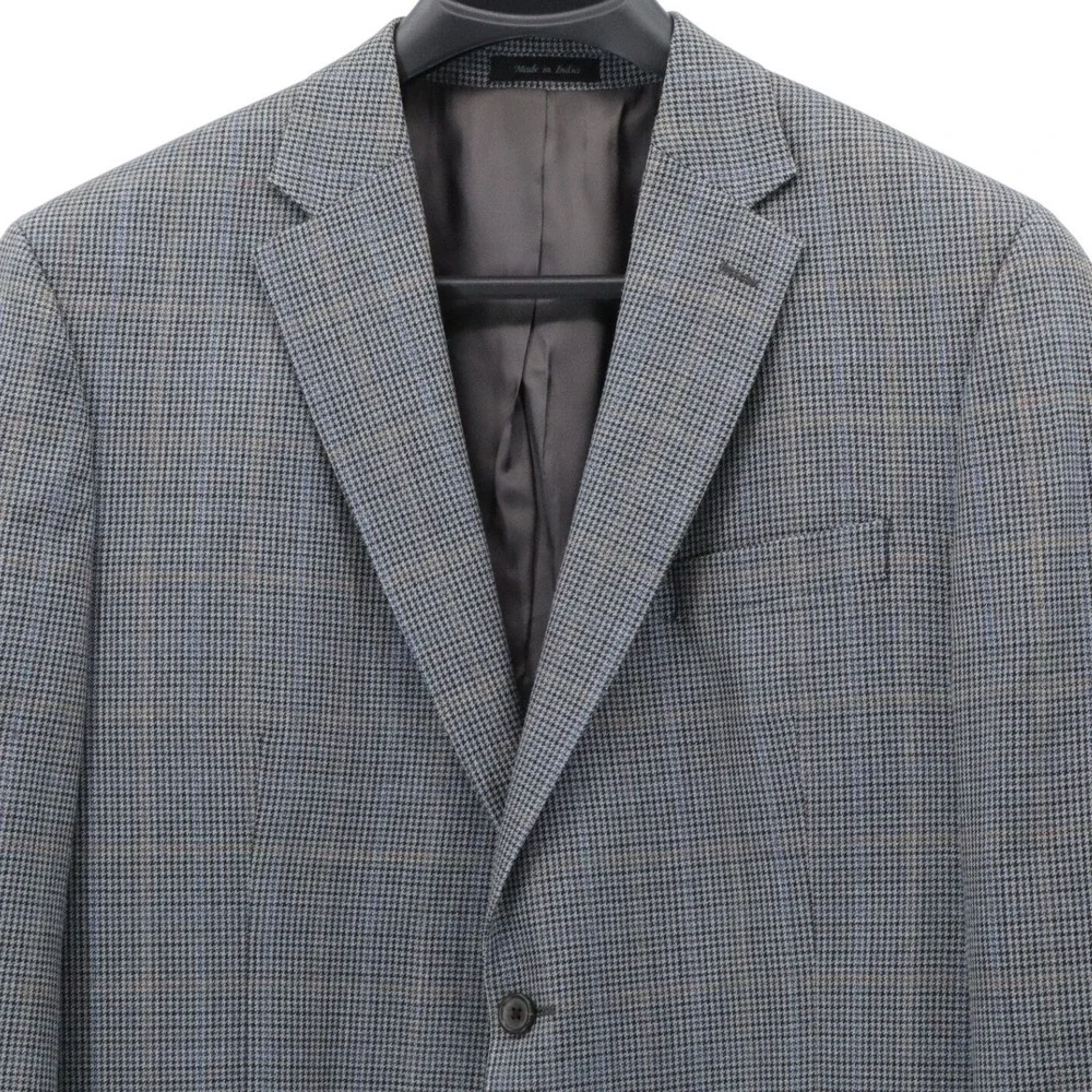 Ralph Lauren Silk Wool Houndstooth Blazer Sport Coat Gray 46R